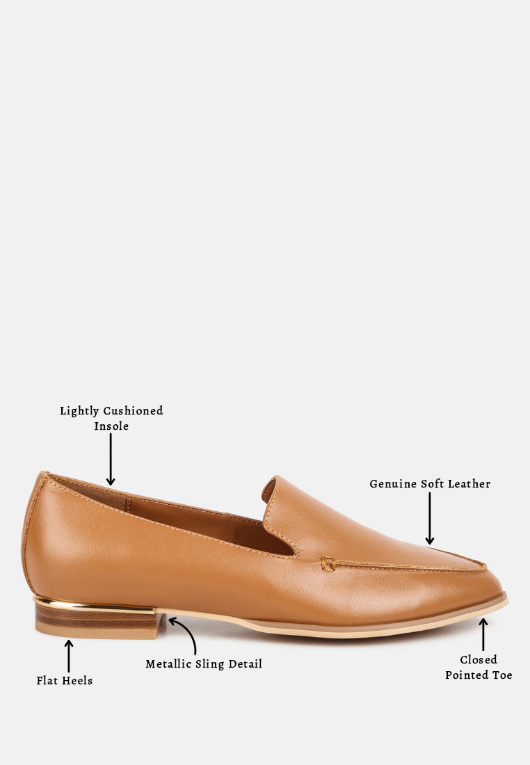 RICHELLI Metallic Sling Detail Loafers in Tan#color_tan