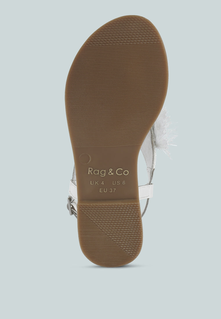 risha genuine leather tassel sandals#color_white