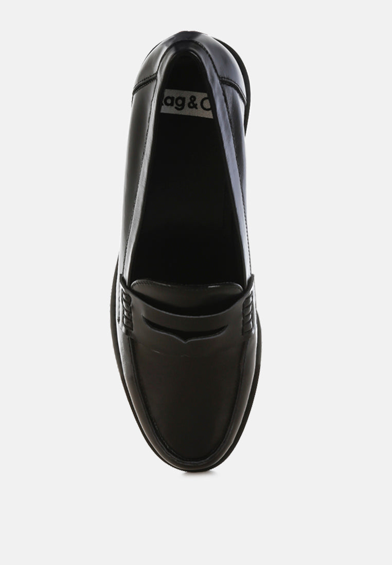 roxana real leather penny strap loafers#color_black