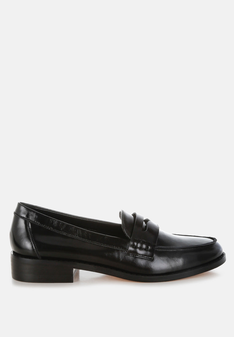 roxana real leather penny strap loafers#color_black