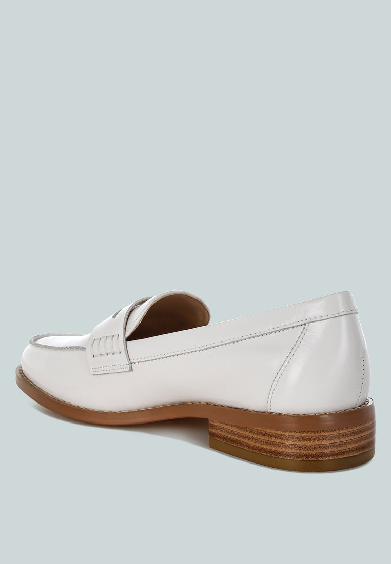 roxana real leather penny strap loafers#color_white