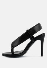 SINGLES Black High Heeled Thong Sandals#color_black