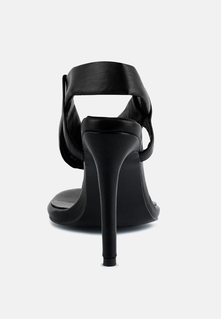 SINGLES Black High Heeled Thong Sandals#color_black