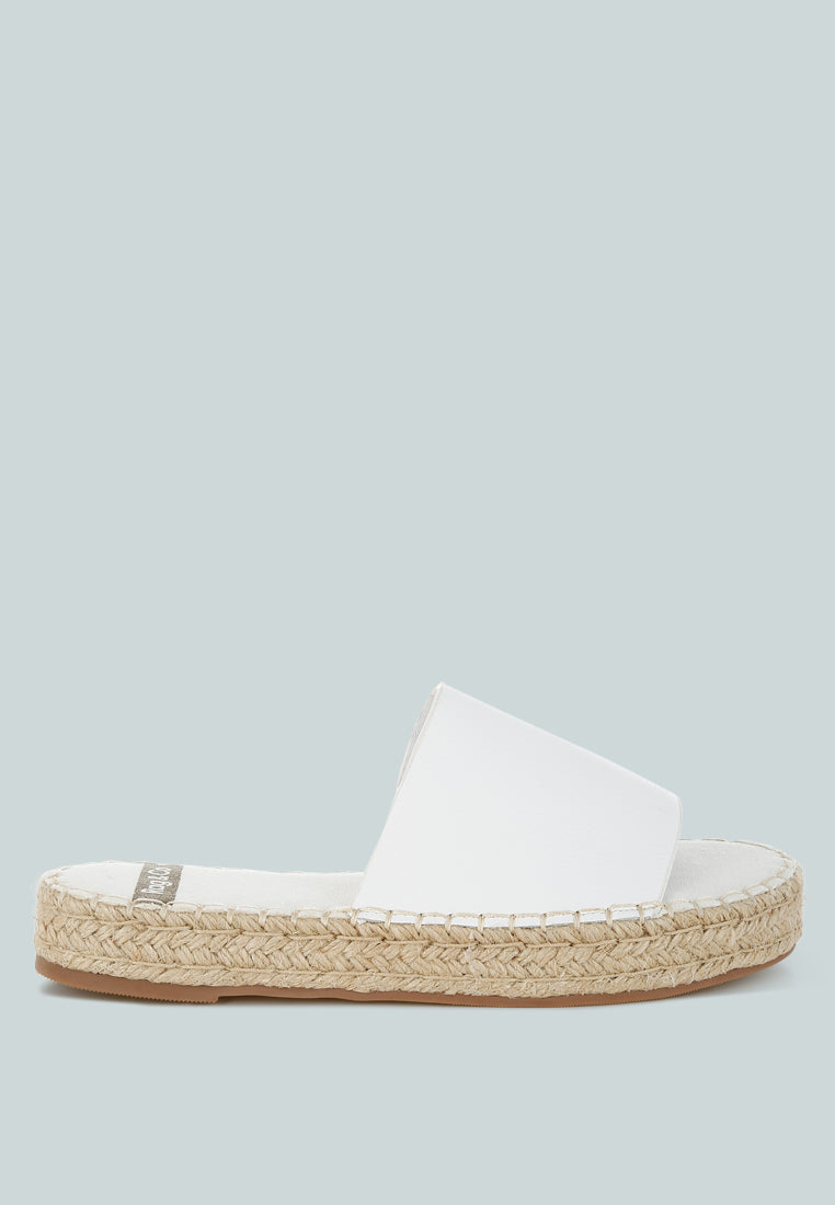 scalar genuine soft leather espadrille flatforms#color_white