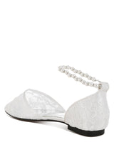 shrami pearl & rhinestone strap flat sandals#color_white