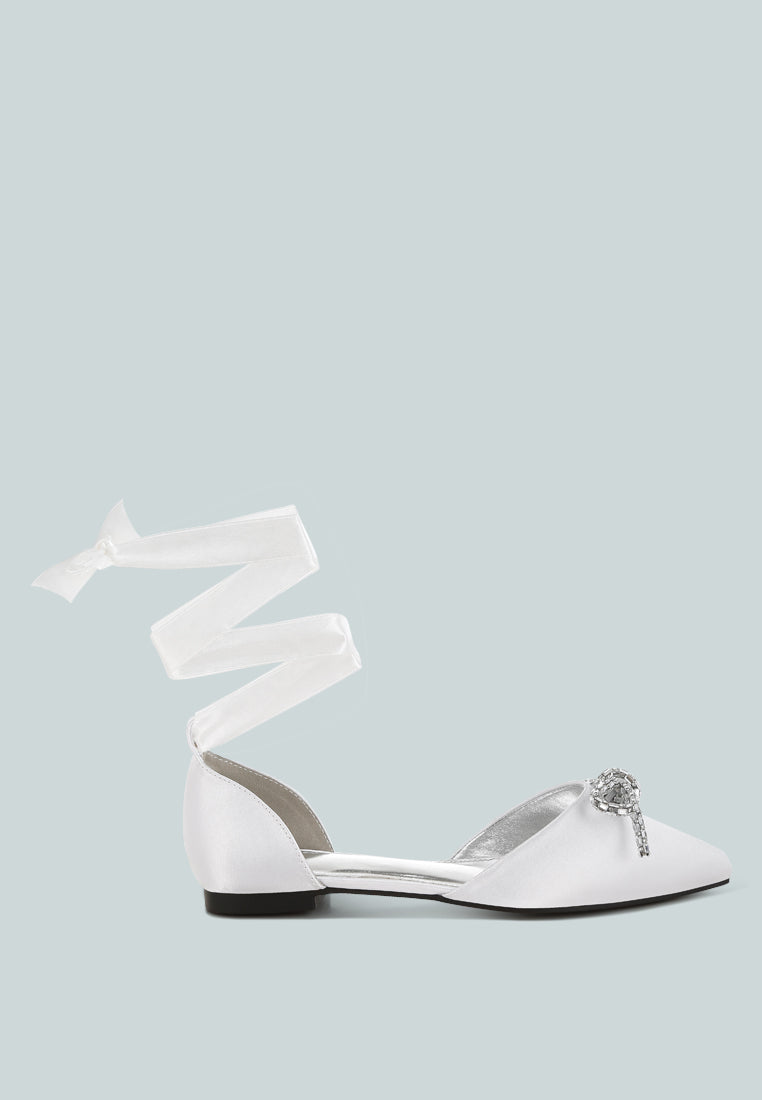 simina rhinestone detail bow flat sandals#color_white