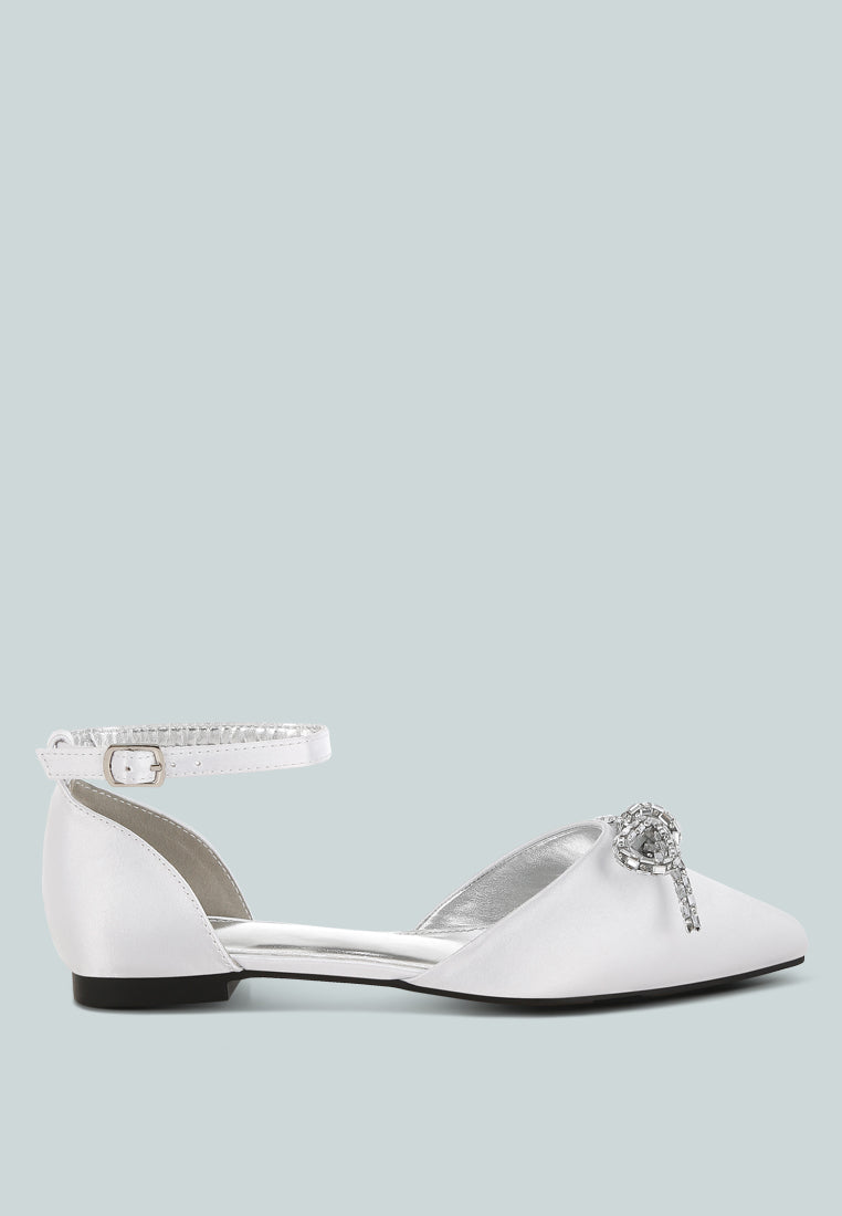 simina rhinestone detail bow flat sandals#color_white