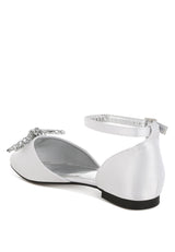 simina rhinestone detail bow flat sandals#color_white