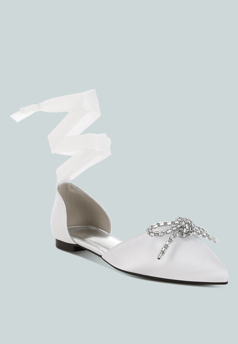 simina rhinestone detail bow flat sandals#color_white