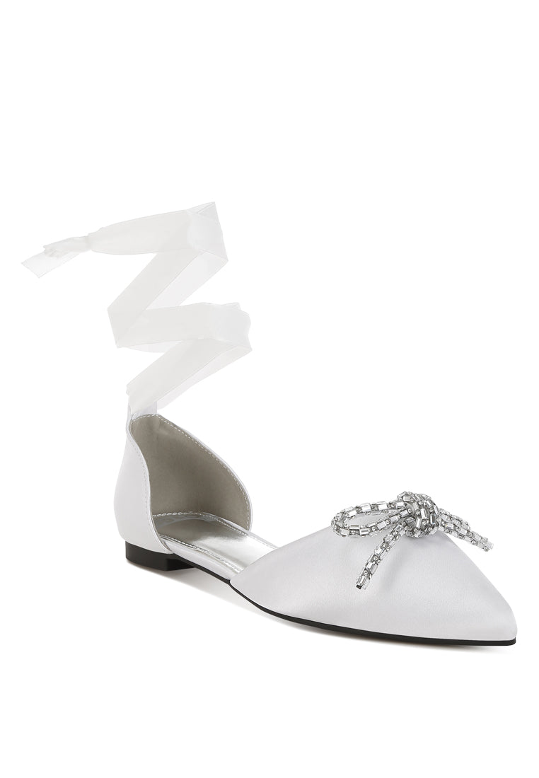 simina rhinestone detail bow flat sandals#color_white