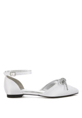 simina rhinestone detail bow flat sandals#color_white