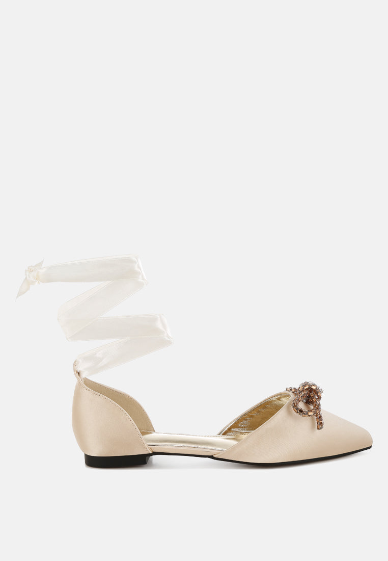 simina rhinestone detail bow flat sandals#color_gold