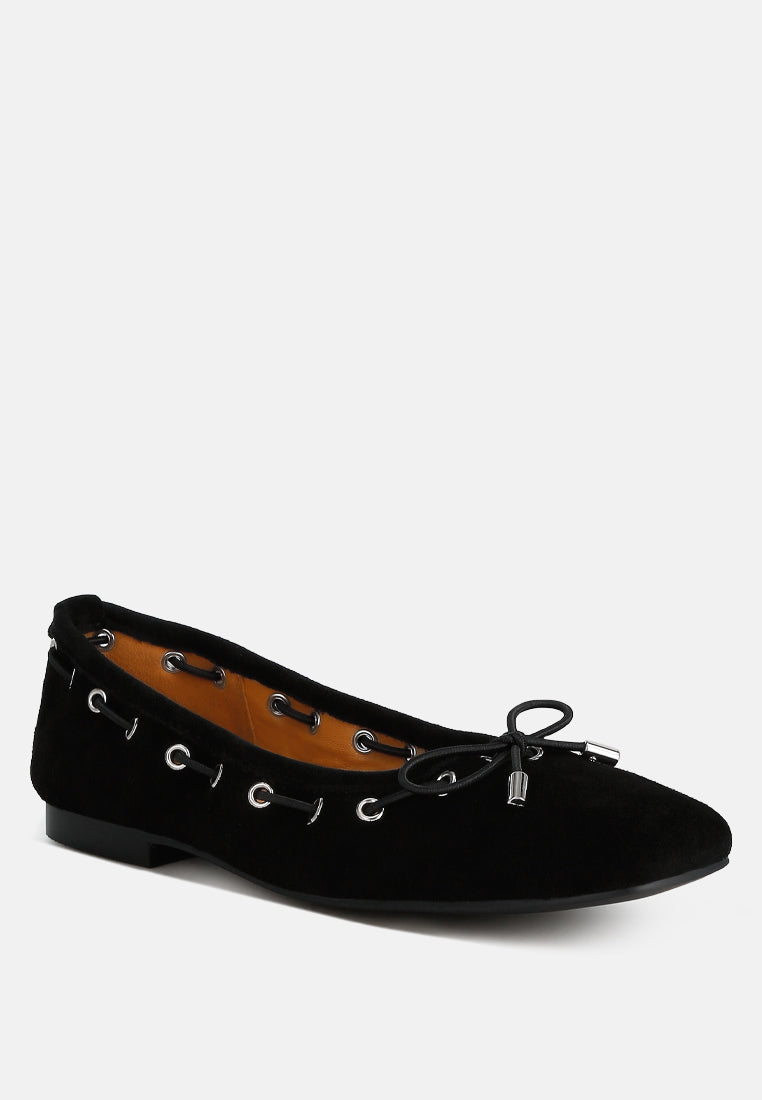 sparrow micro suede bow ballerinas#color_black