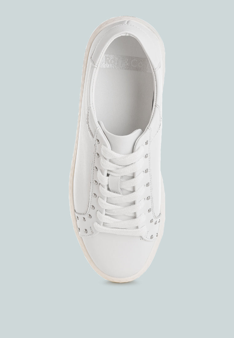 strider studs embellished chunky sneakers#color_white