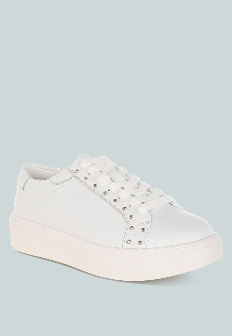 strider studs embellished chunky sneakers#color_white