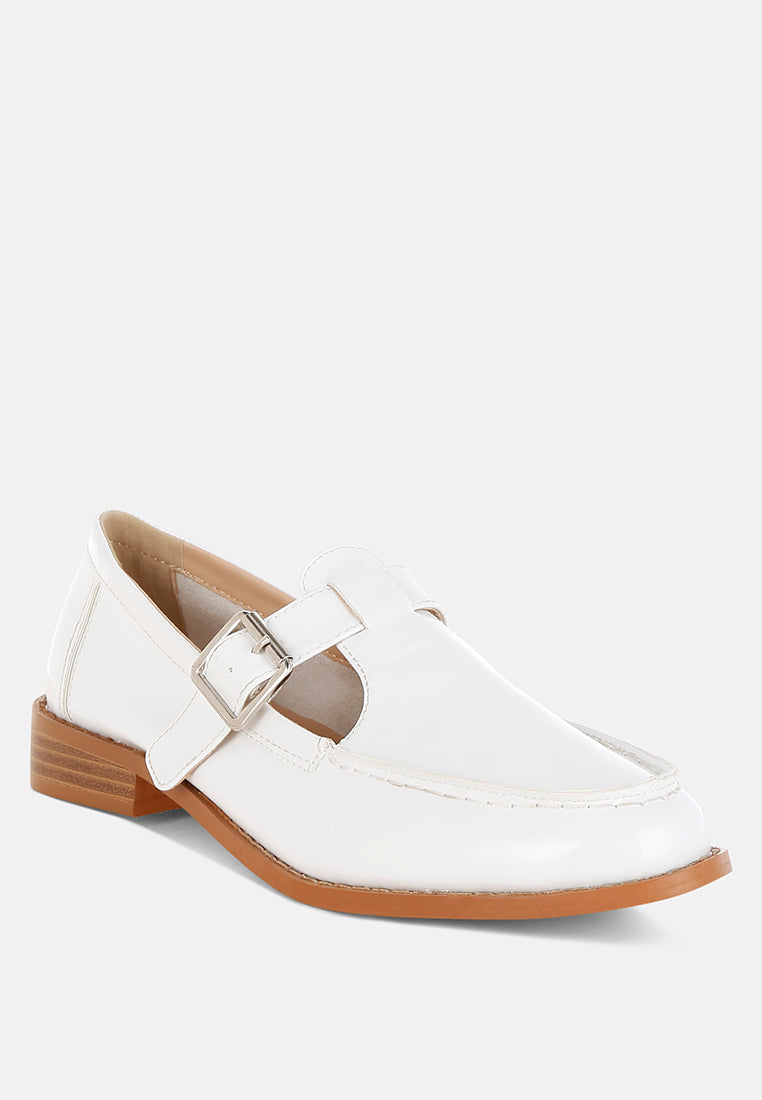 swenson patent pleather mary jane loafers#color_white