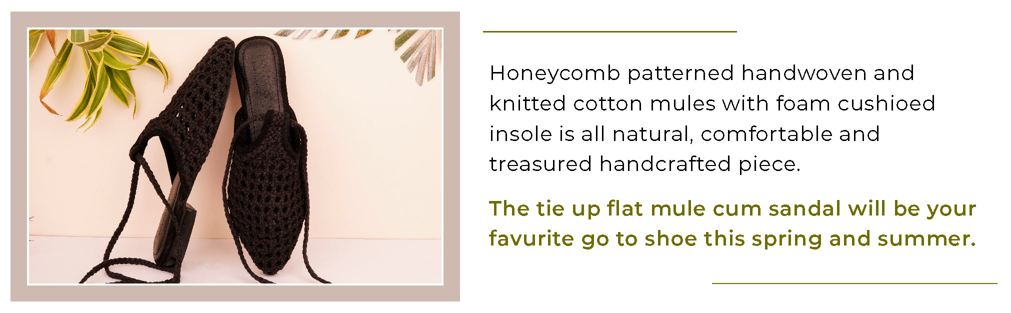 TUTSI Black Handwoven Honeycomb Tie Up Flat Mules