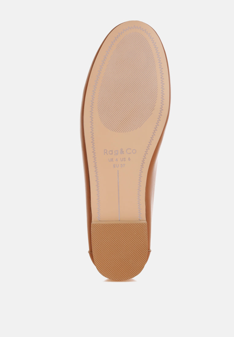 taranis monochromatic horsebit real leather loafers#color_tan