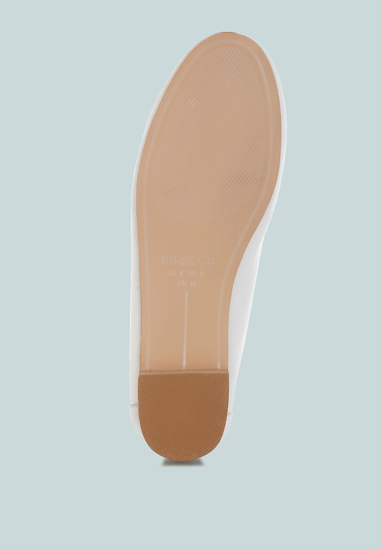 taranis monochromatic horsebit real leather loafers#color_white