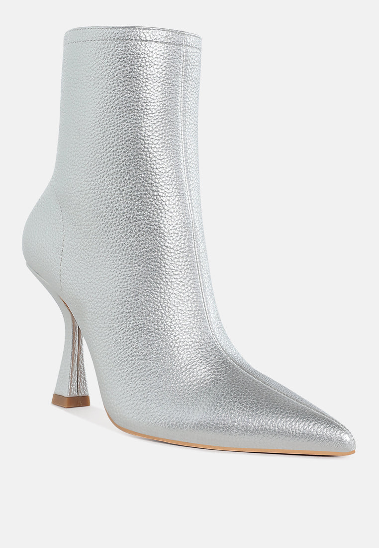 tentia metallic pleather spool heel boots#color_silver