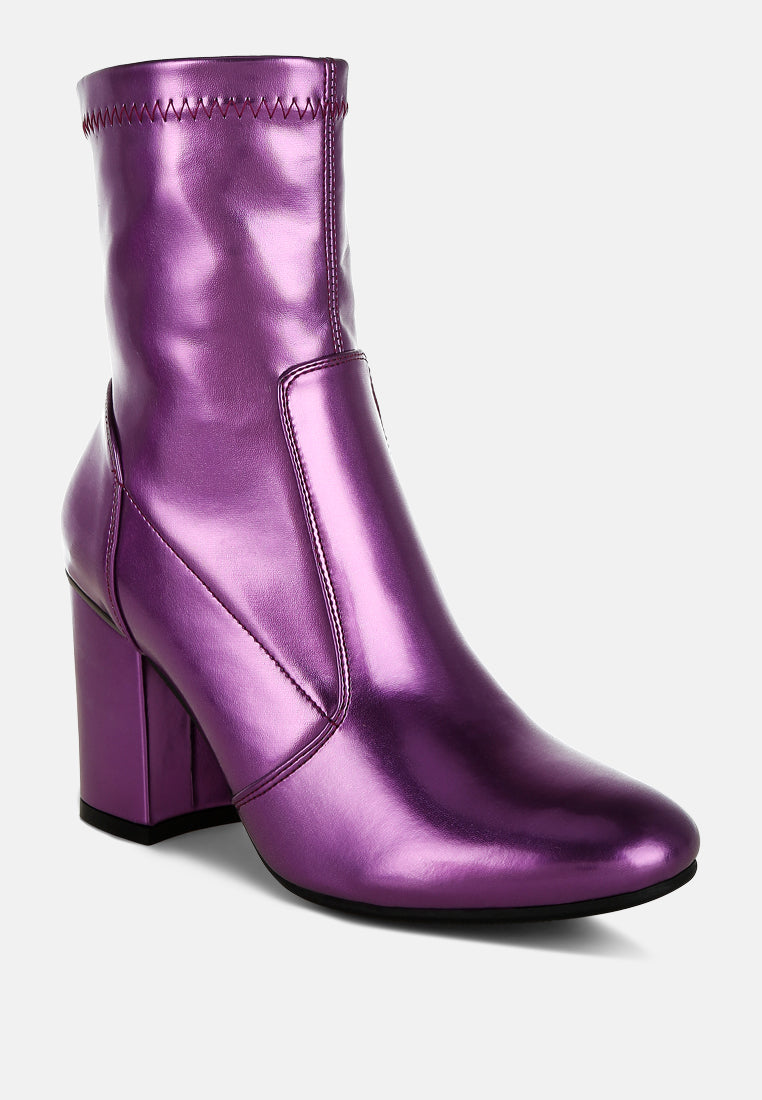 tirana metallic pleather sock boots#color_purple