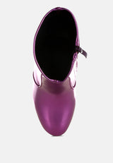 tirana metallic pleather sock boots#color_purple