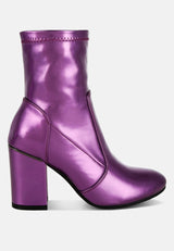 tirana metallic pleather sock boots#color_purple