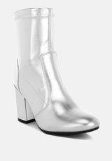 tirana metallic pleather sock boots#color_silver