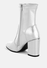 tirana metallic pleather sock boots#color_silver