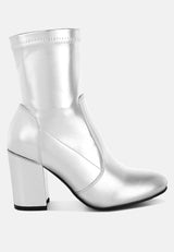 tirana metallic pleather sock boots#color_silver