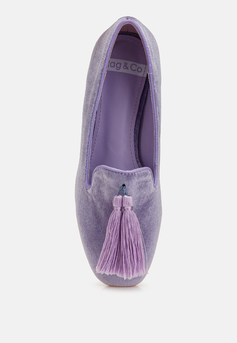 tromso iconic tassel detail velvet loafers#color_lilac