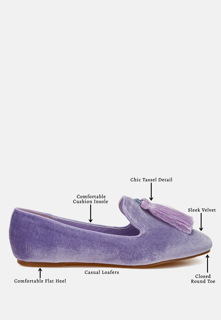 tromso iconic tassel detail velvet loafers#color_lilac