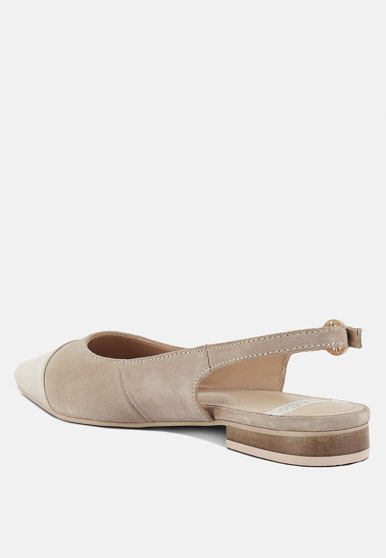 uwaha genuine leather & real suede slingback flats#color_beige