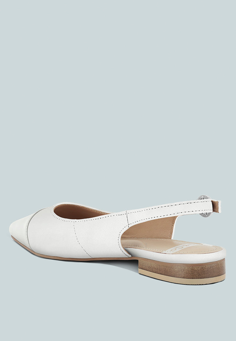 uwaha genuine leather & real suede slingback flats#color_white