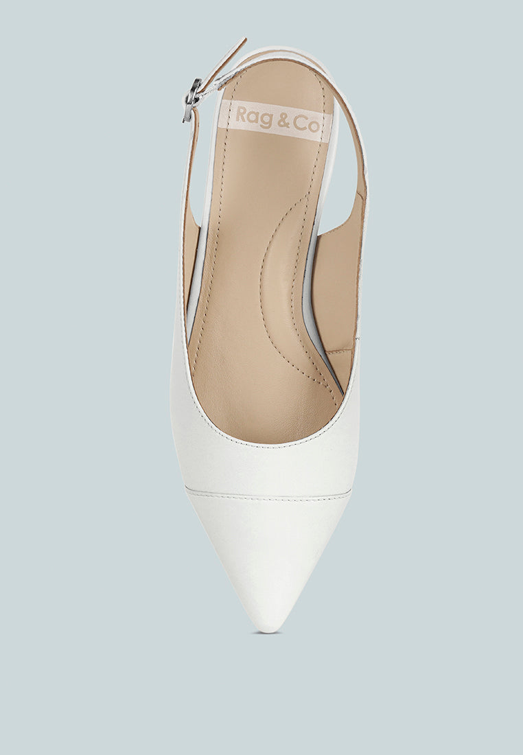 uwaha genuine leather & real suede slingback flats#color_white