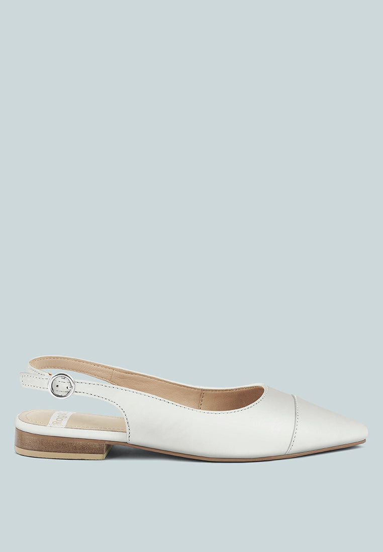 uwaha genuine leather & real suede slingback flats#color_white