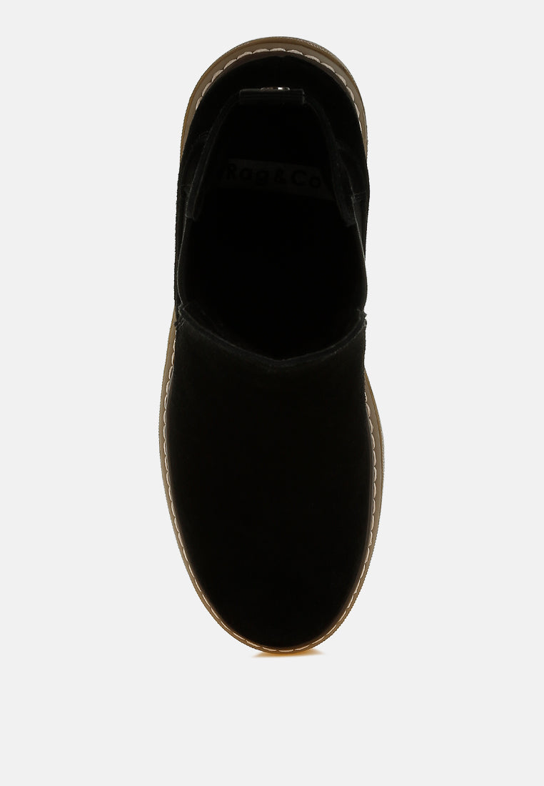 vostok suede chunky chelsea boots#color_black