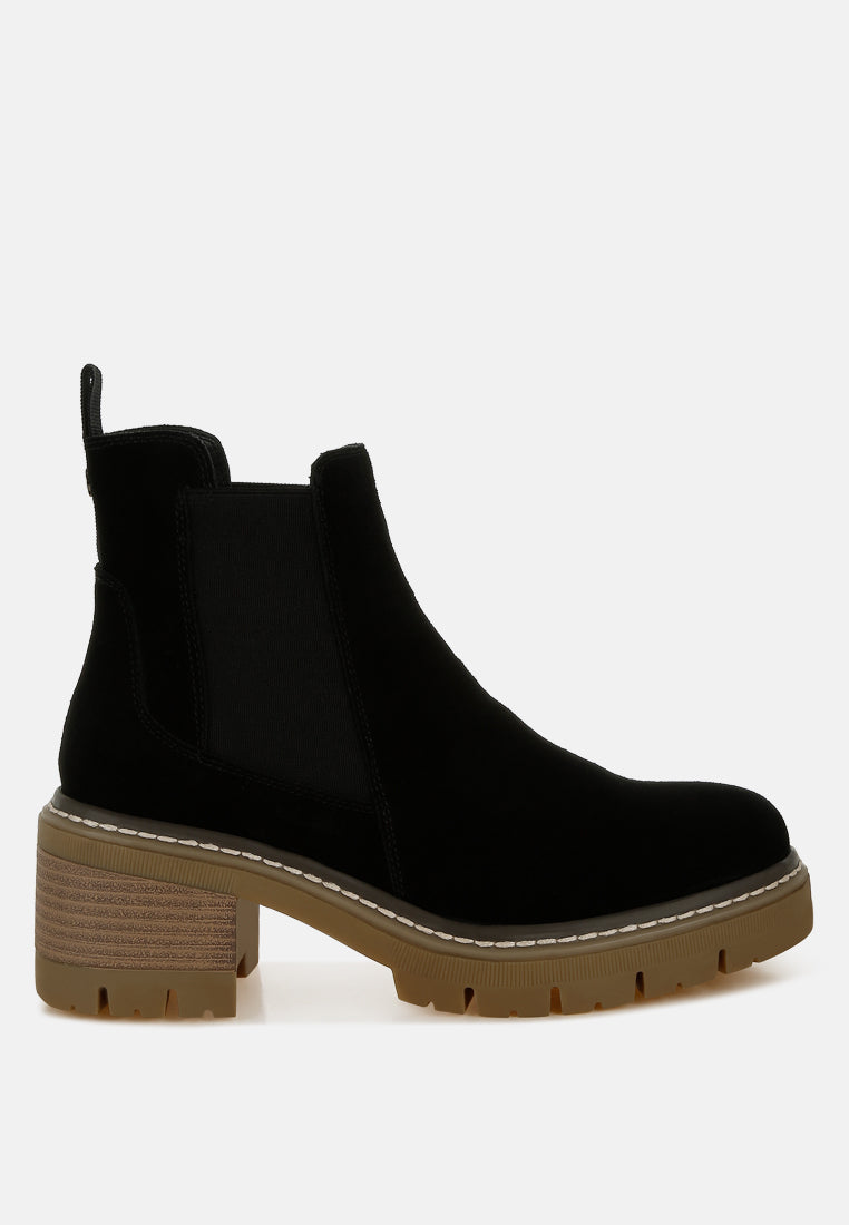 vostok suede chunky chelsea boots#color_black