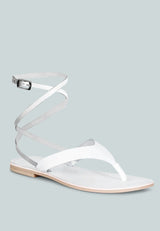 WRAPUP Tie around White Flat Sandals#color_white
