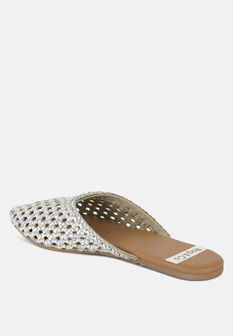 wendigo woven real leather mules#color_silver