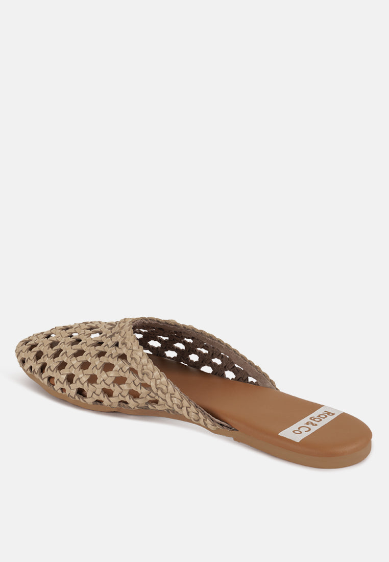 wendigo woven real leather mules#color_ivory