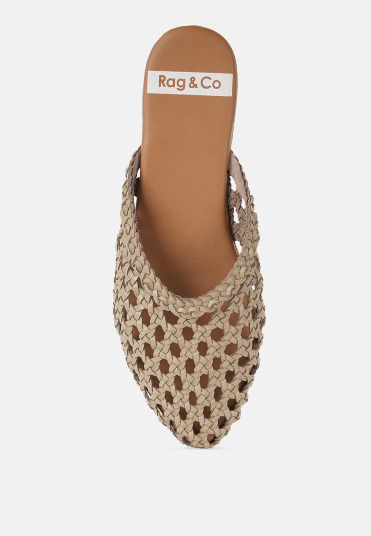 wendigo woven real leather mules#color_ivory