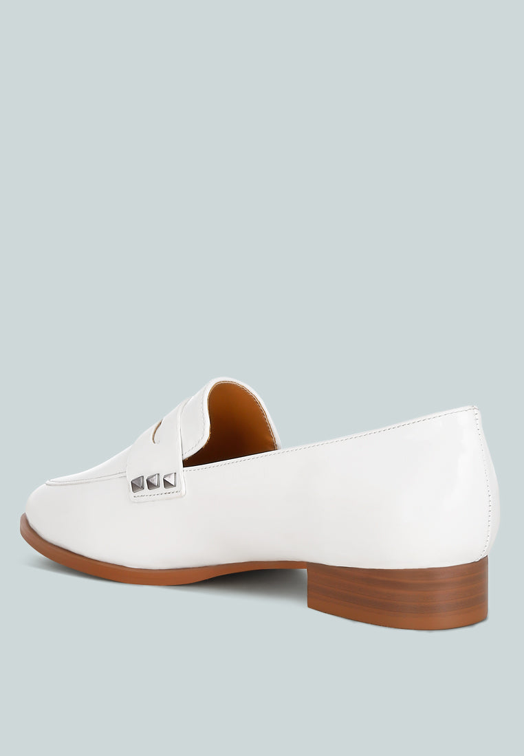 winged patent pleather penny loafers#color_off white
