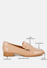 winged patent pleather penny loafers#color_beige