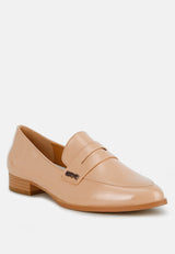 winged patent pleather penny loafers#color_beige