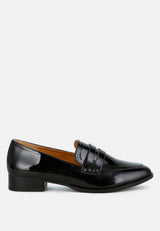 winged patent pleather penny loafers#color_black