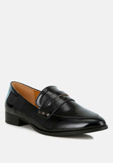 winged patent pleather penny loafers#color_black