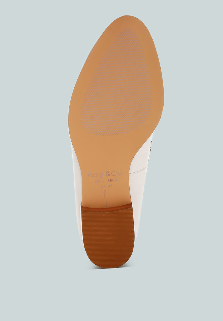 wolferton delicate stud detail leather loafers color_off white