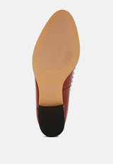 wolferton delicate stud detail leather loafers#color_burgundy