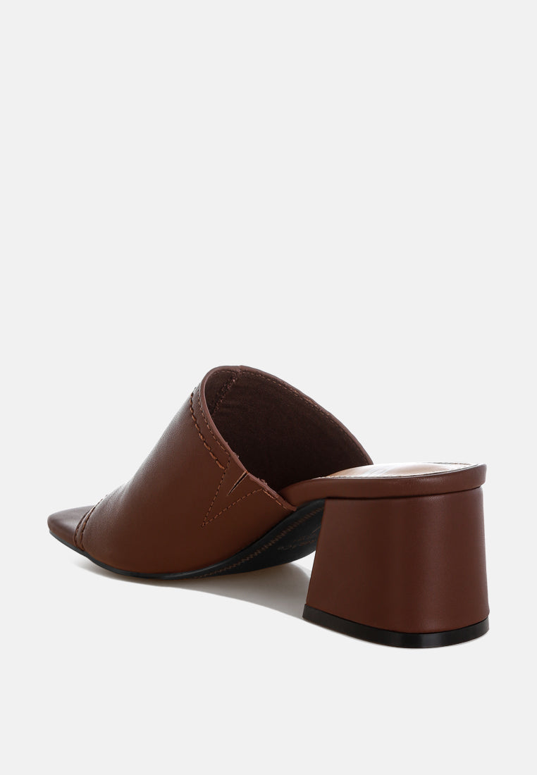 wuling slip-on soft leather heels#color_brown